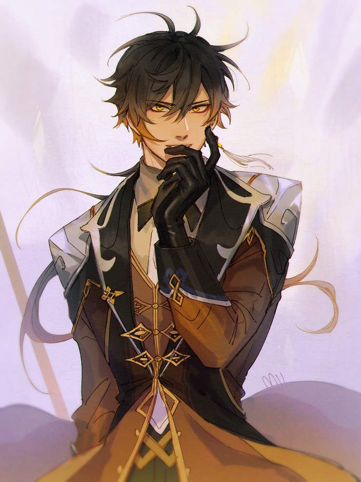 Xiao Zhongli Art Repost Drink Water Genshin Impact Official Community