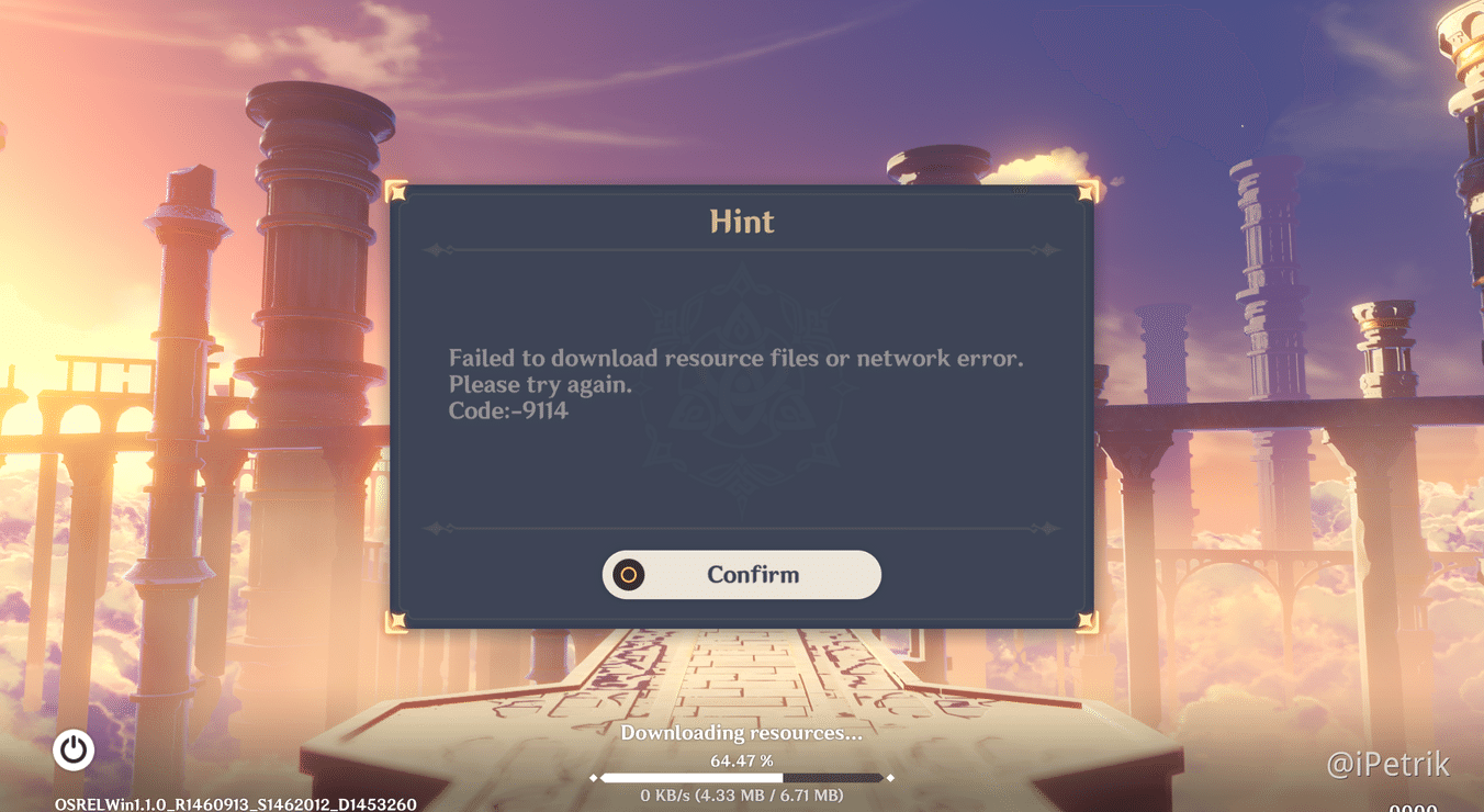 Failed To Download Resource Files Or Network Error Please Try Again Code 9114 Genshin Impact Official Community