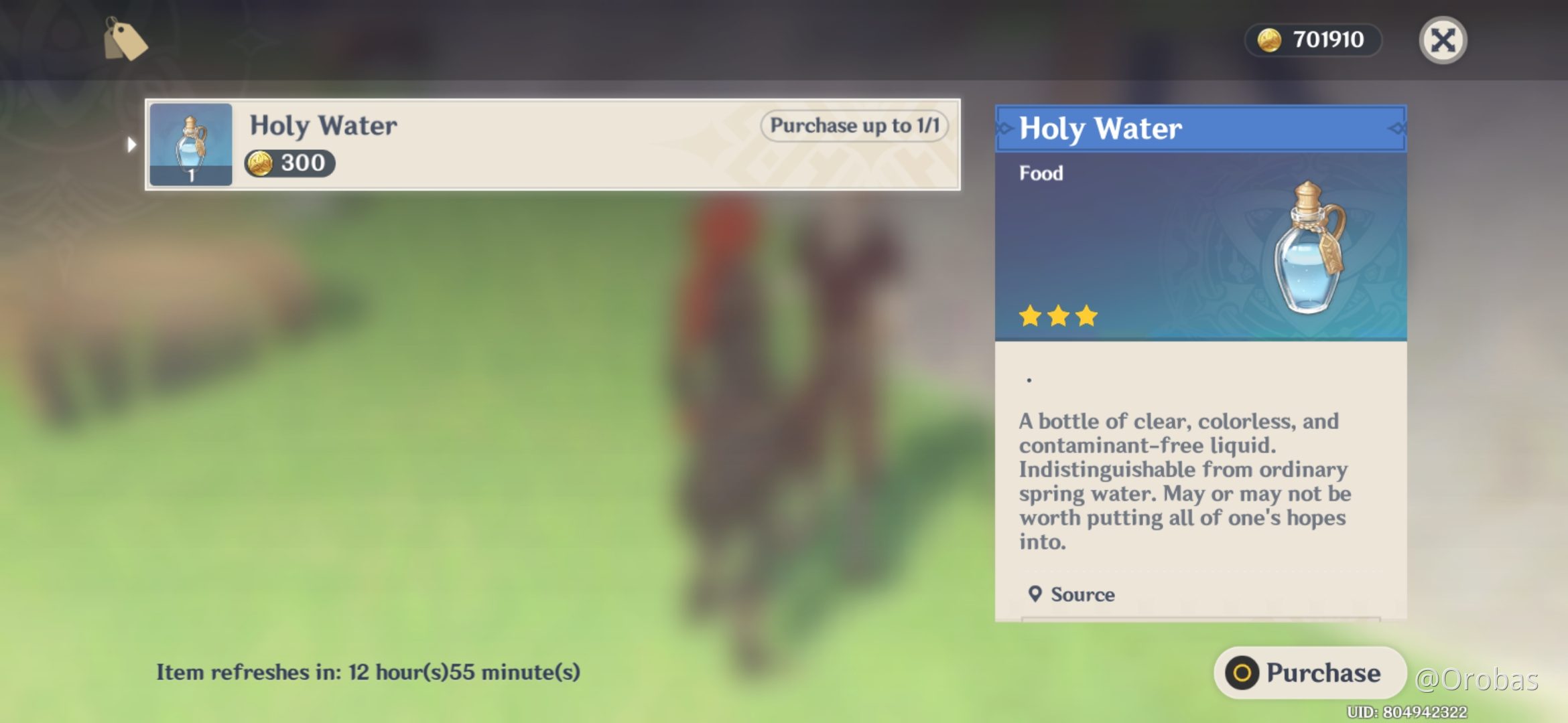 About The HOLY WATER That You Can Buy Genshin Impact HoYoLAB