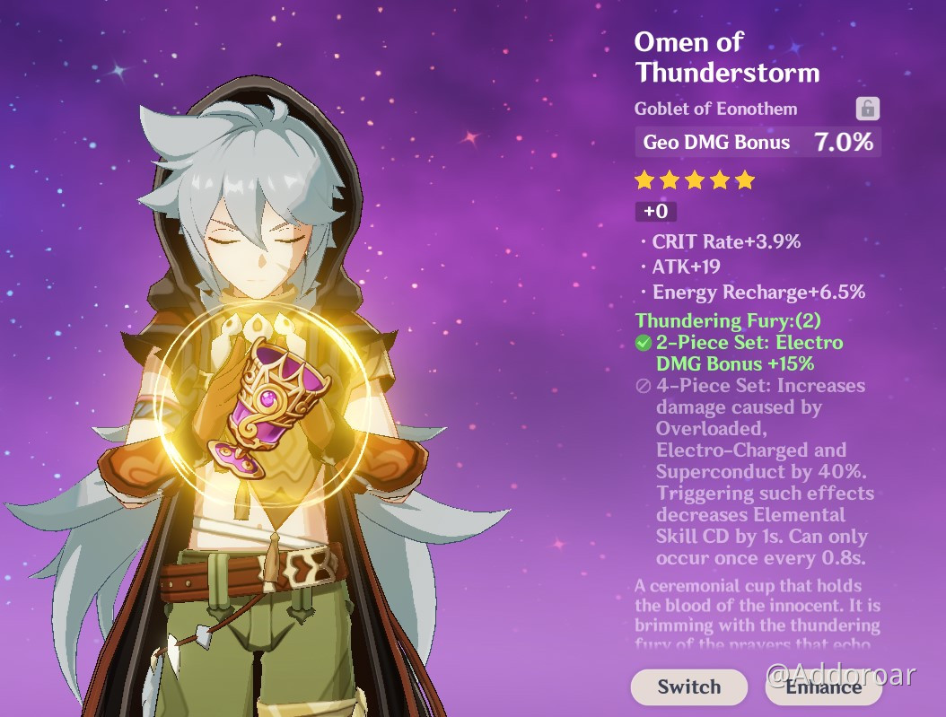 Geo DMG Bonus on a good Electro artifact is just unfair. It doesn't