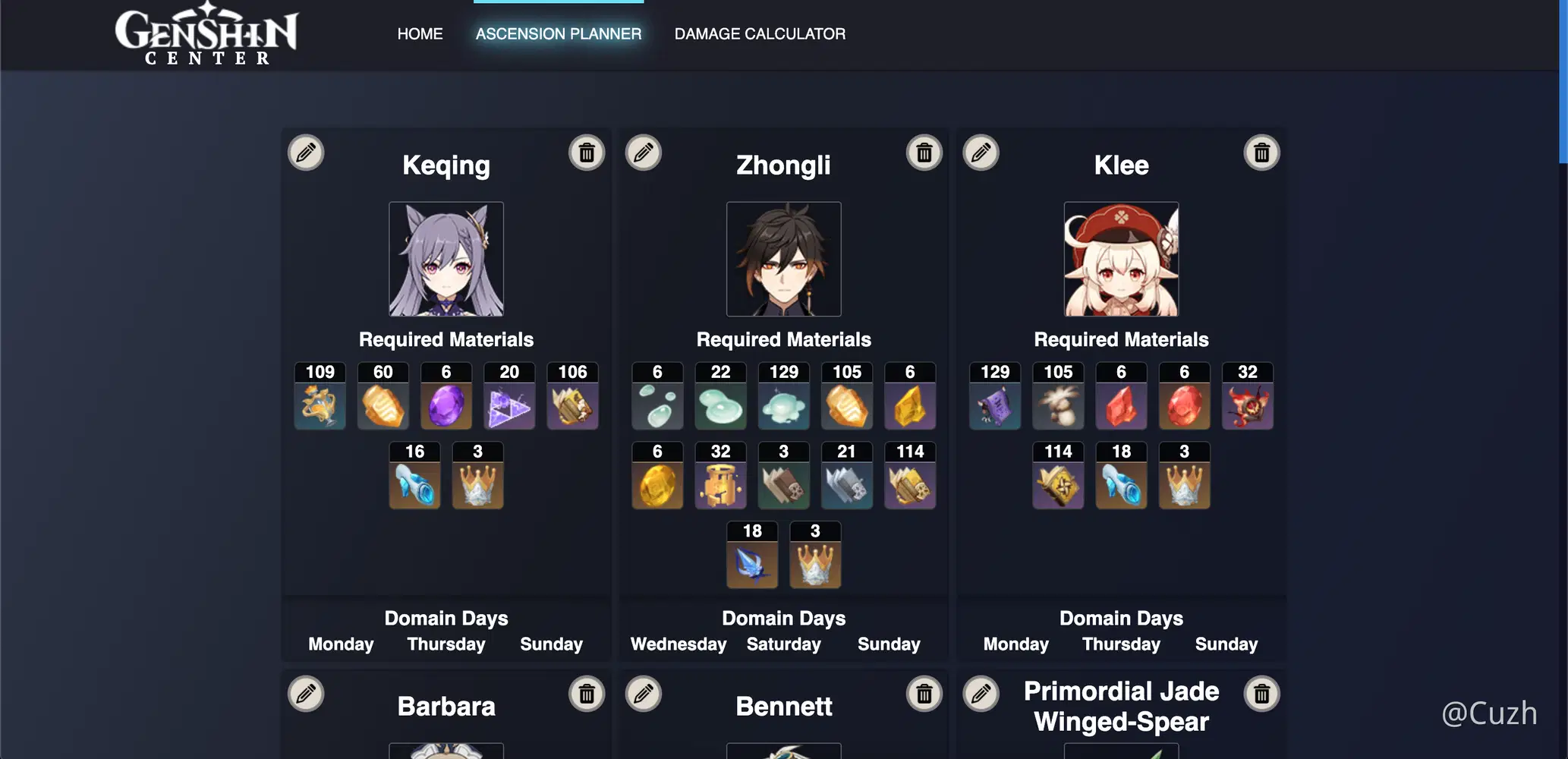 Ascension Planner! Genshin Impact | HoYoLAB