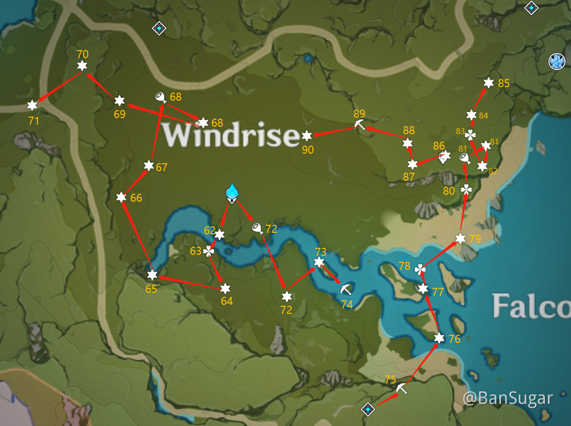 [Guide] Mondstadt Efficient Chests Route Windrise (6290) Genshin