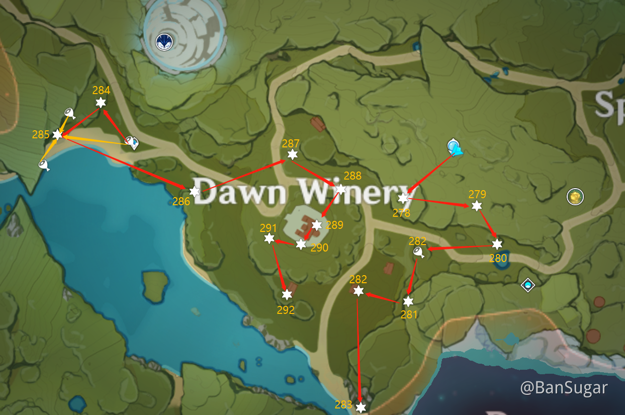 [Guide] Mondstadt Efficient Chests Route Dawn Winery (278292