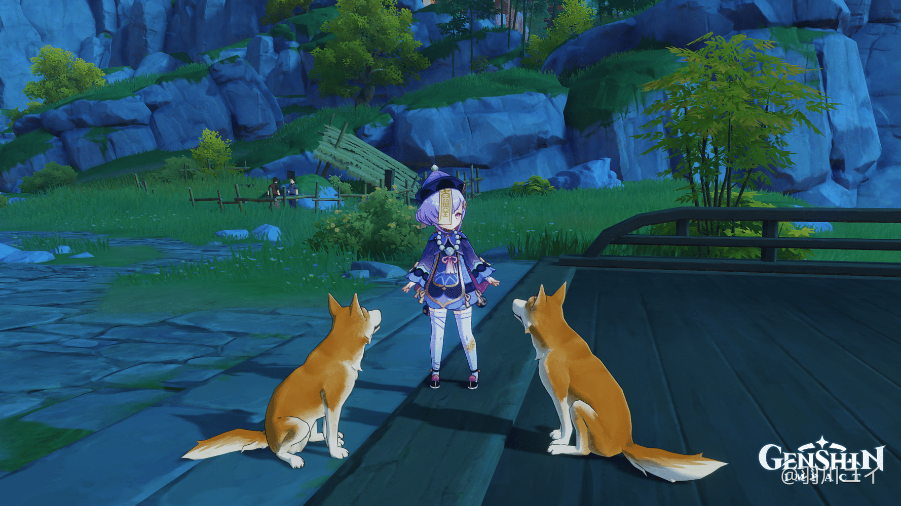 Qiqi and dog at liyue Genshin Impact HoYoLAB