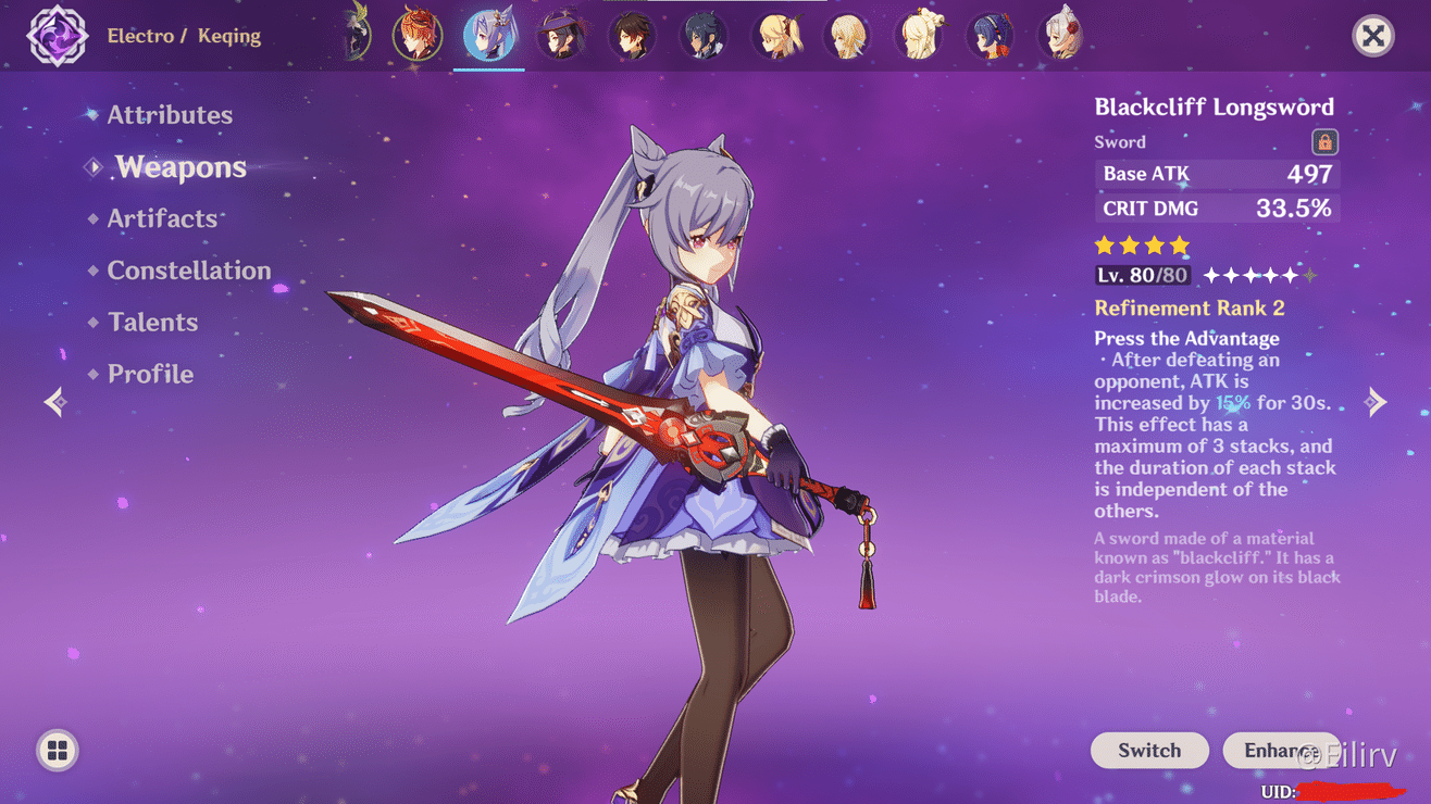 My Keqing Build Genshin Impact Official Community On hit, normal or charged attacks increase atk and def by 4% for 6s. my keqing build genshin impact