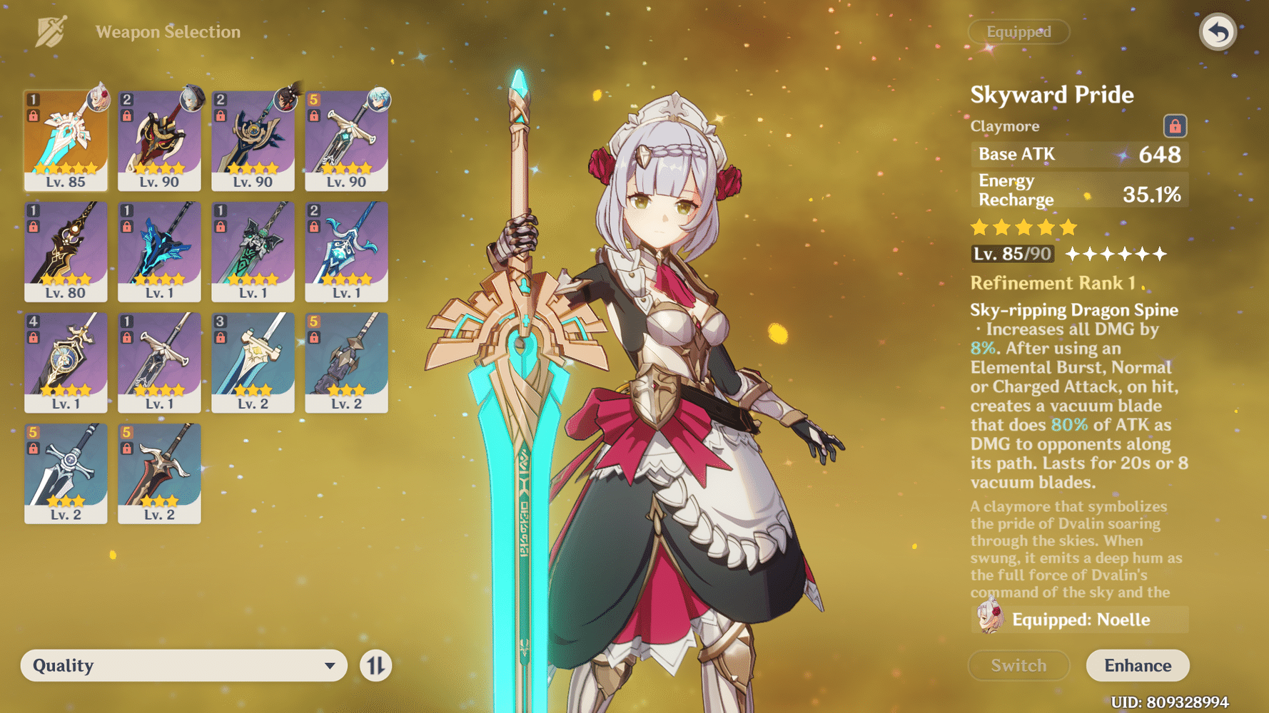 Noelle which is the best weapon? Genshin Impact HoYoLAB