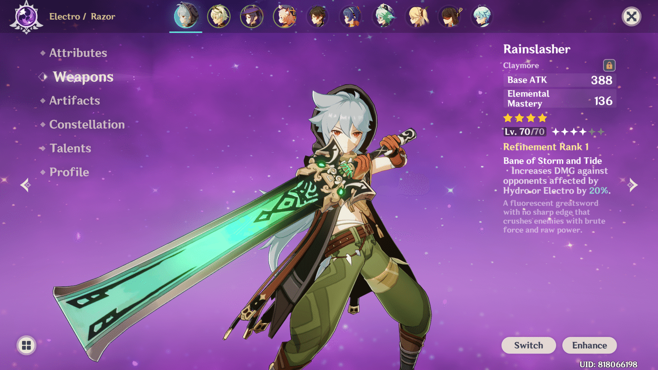 Best Weapon and Team Set for Razor Genshin Impact