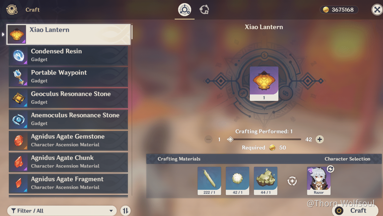 [Event Guide] List of all Items/Monsters that drop Xiao Lantern