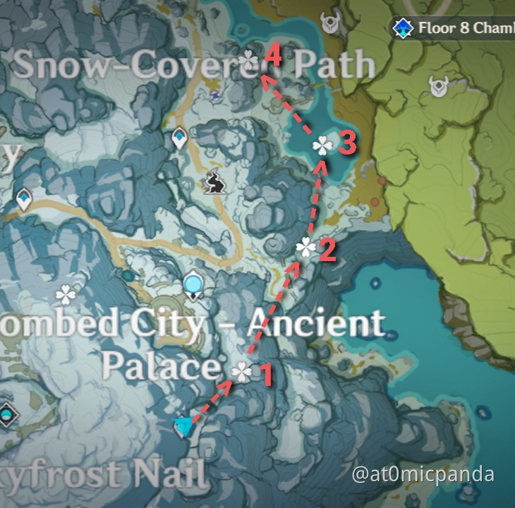 V1.4 Guide] Dragonspine Crystalfly Farming Route Genshin Impact