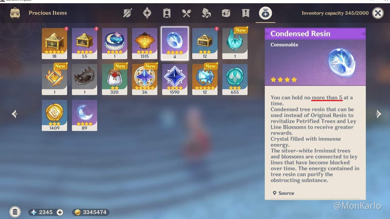 Maximum Condensed Resin Genshin Impact HoYoLAB