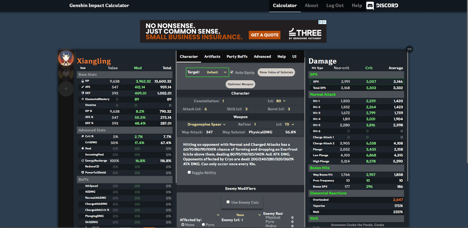 Genshin enhancement calculator