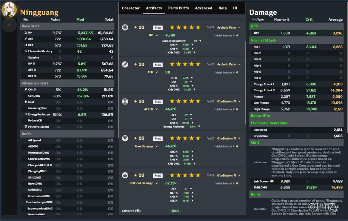 My Nigguang�s damage caculating. Genshin Impact