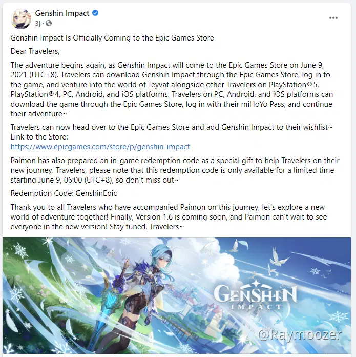 GENSHIN IMPACT on EPIC GAMES!!! Genshin Impact | HoYoLAB