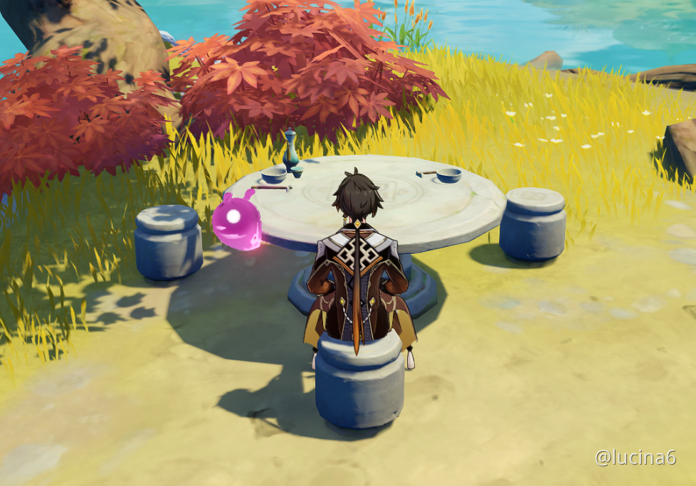 [Serenitea Pot Furniture Suggestion] Stone Table and Stools Set Genshin