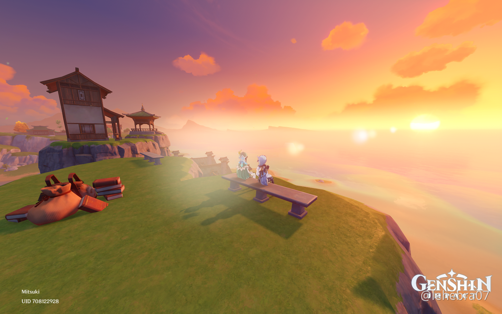 chill sunset in the heart teapot with Eula Genshin Impact HoYoLAB