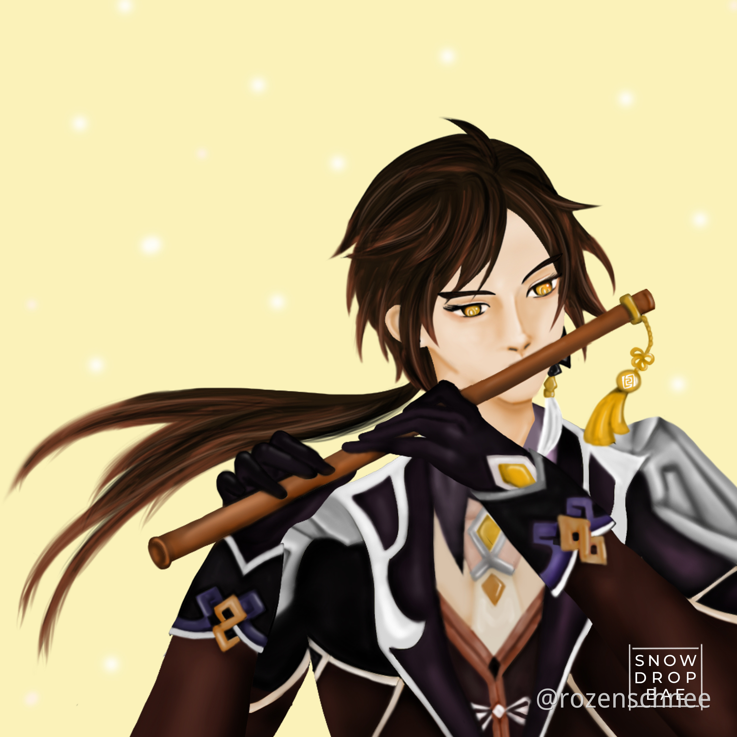 Zhongli playing flute Genshin Impact HoYoLAB