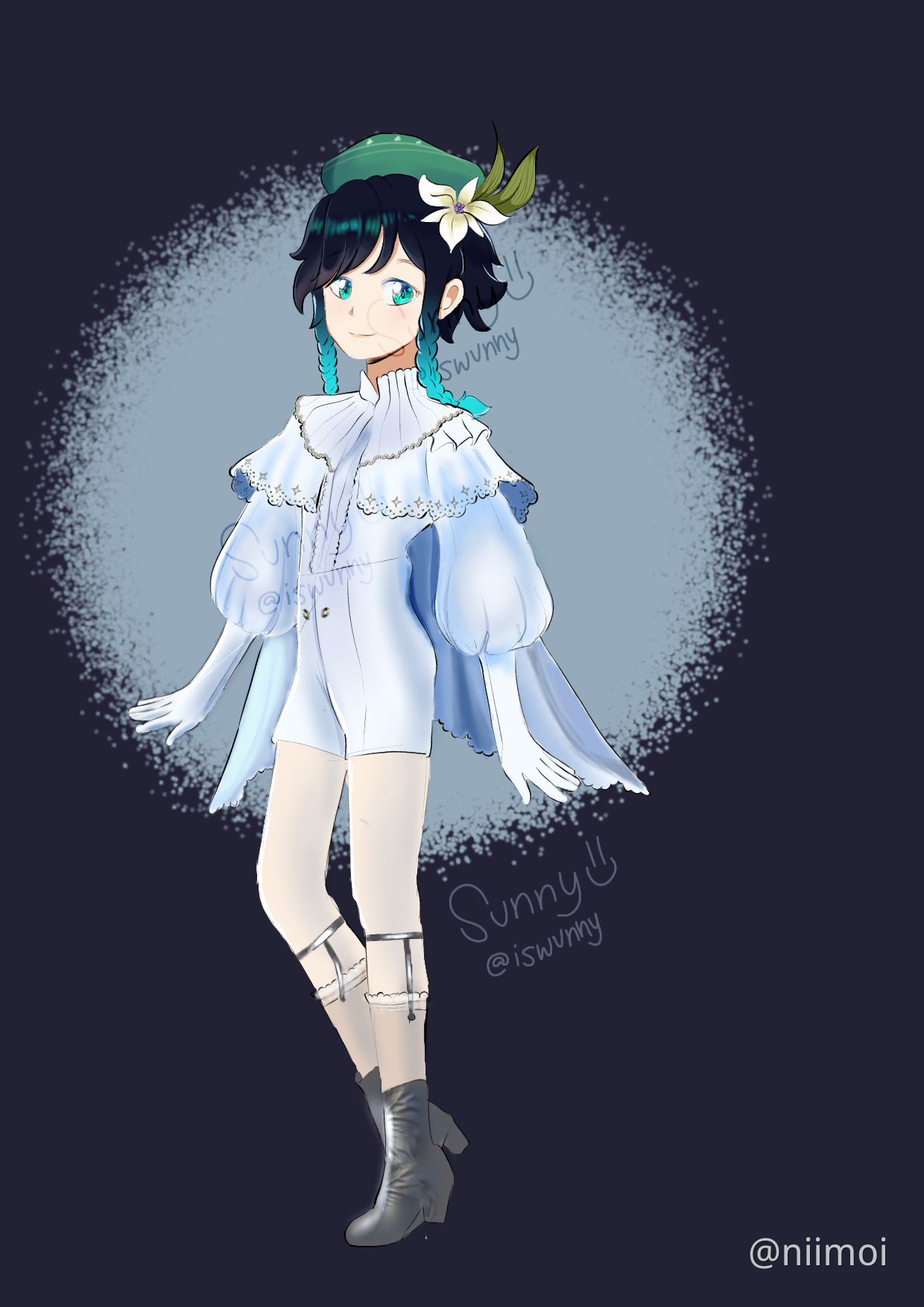 Venti wearing fancy white clothes! Genshin Impact HoYoLAB