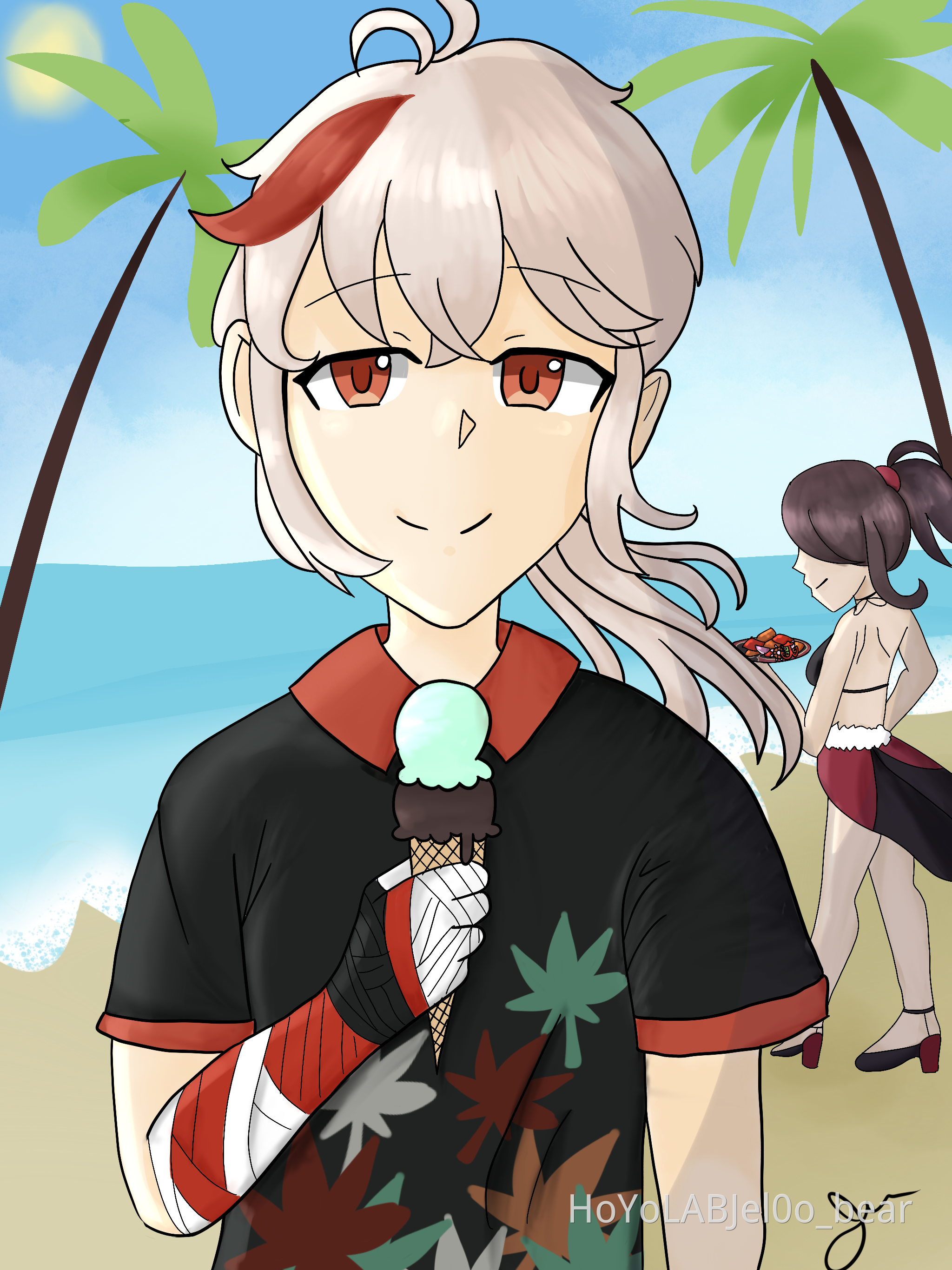 Kazuha Cooling Off with Ice Cream Genshin Impact | HoYoLAB