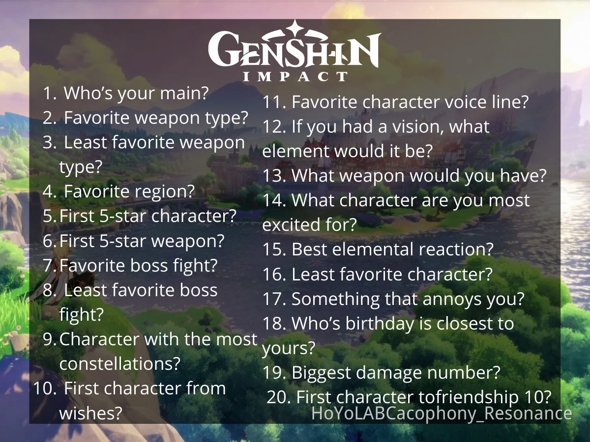 Genshin questions Genshin Impact HoYoLAB