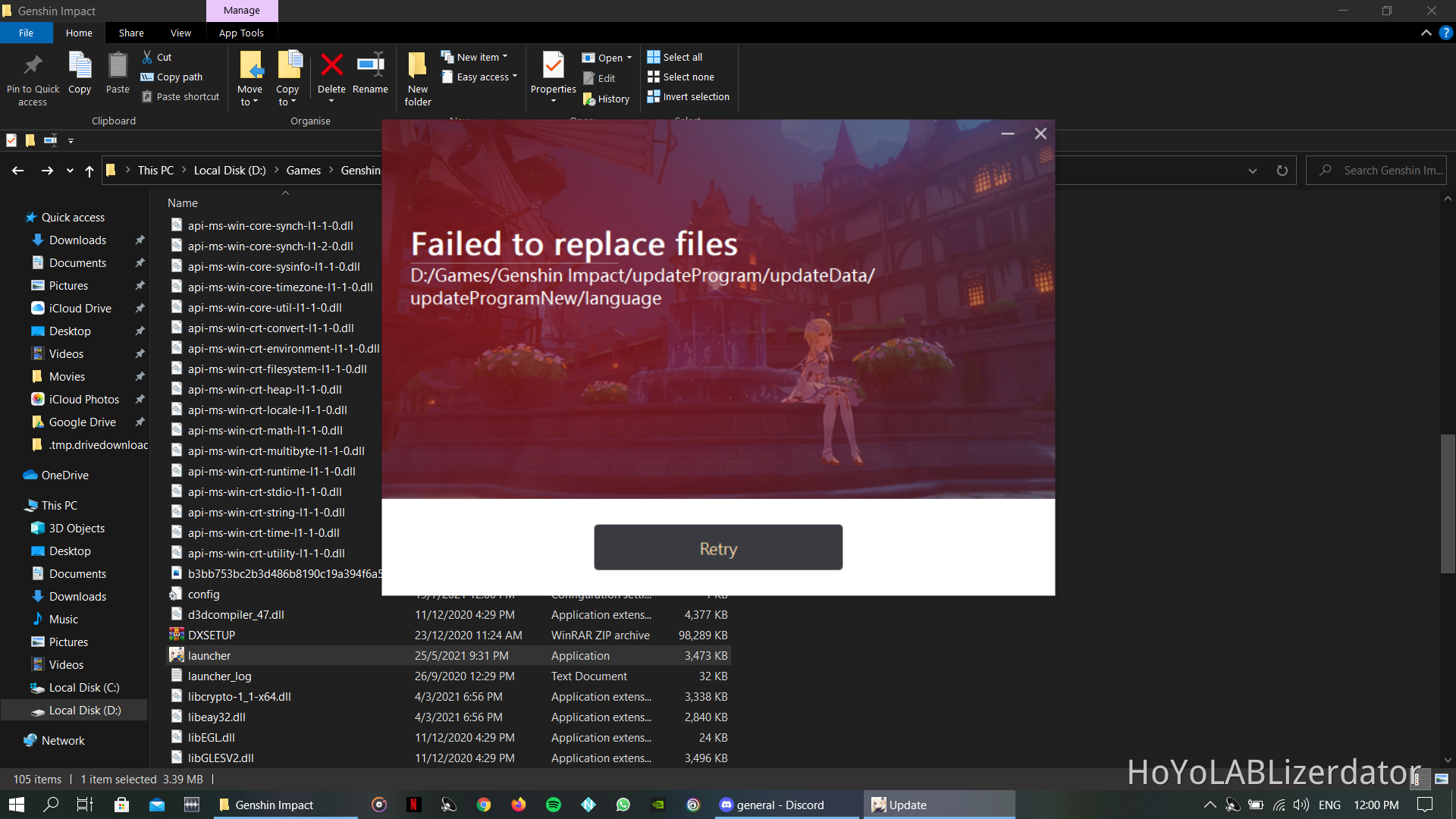 problem while updating on laptop Genshin Impact | HoYoLAB