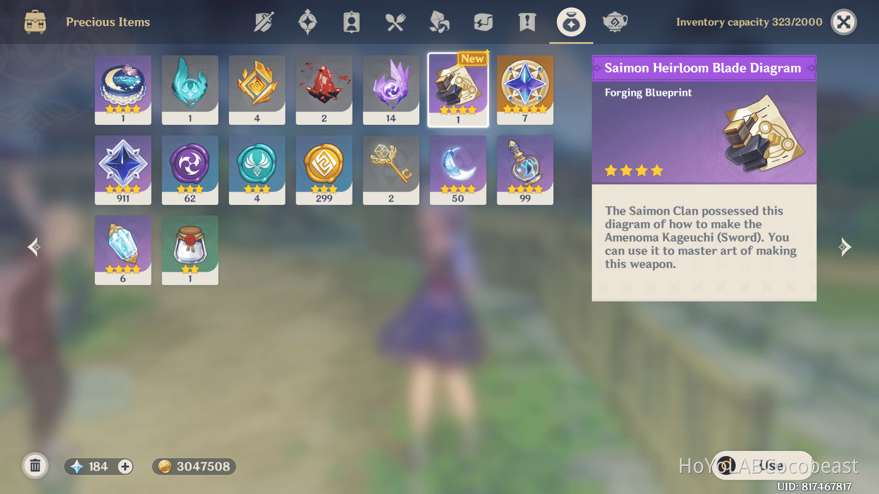 Finally got the Anemona Kageuchi Blueprint Genshin Impact HoYoLAB