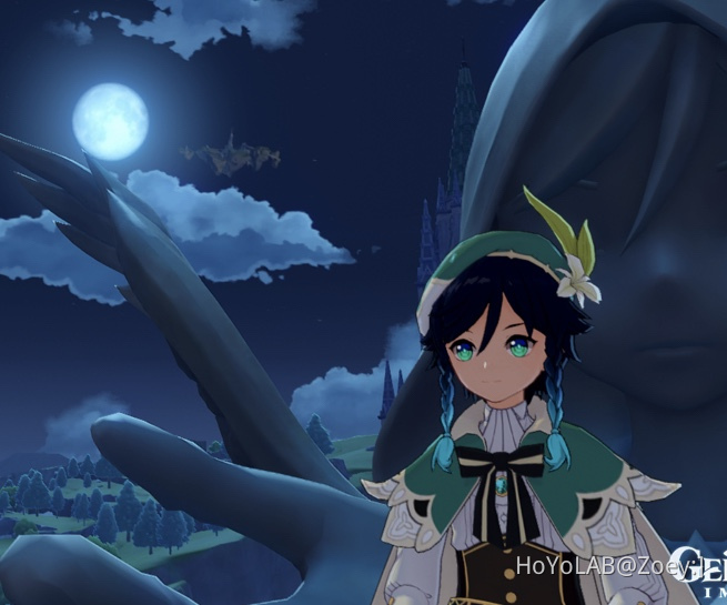 Venti sitting on venti statue Genshin Impact HoYoLAB