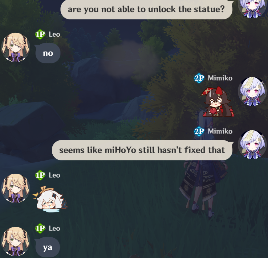 We still can't unlock statues in coop Genshin Impact HoYoLAB