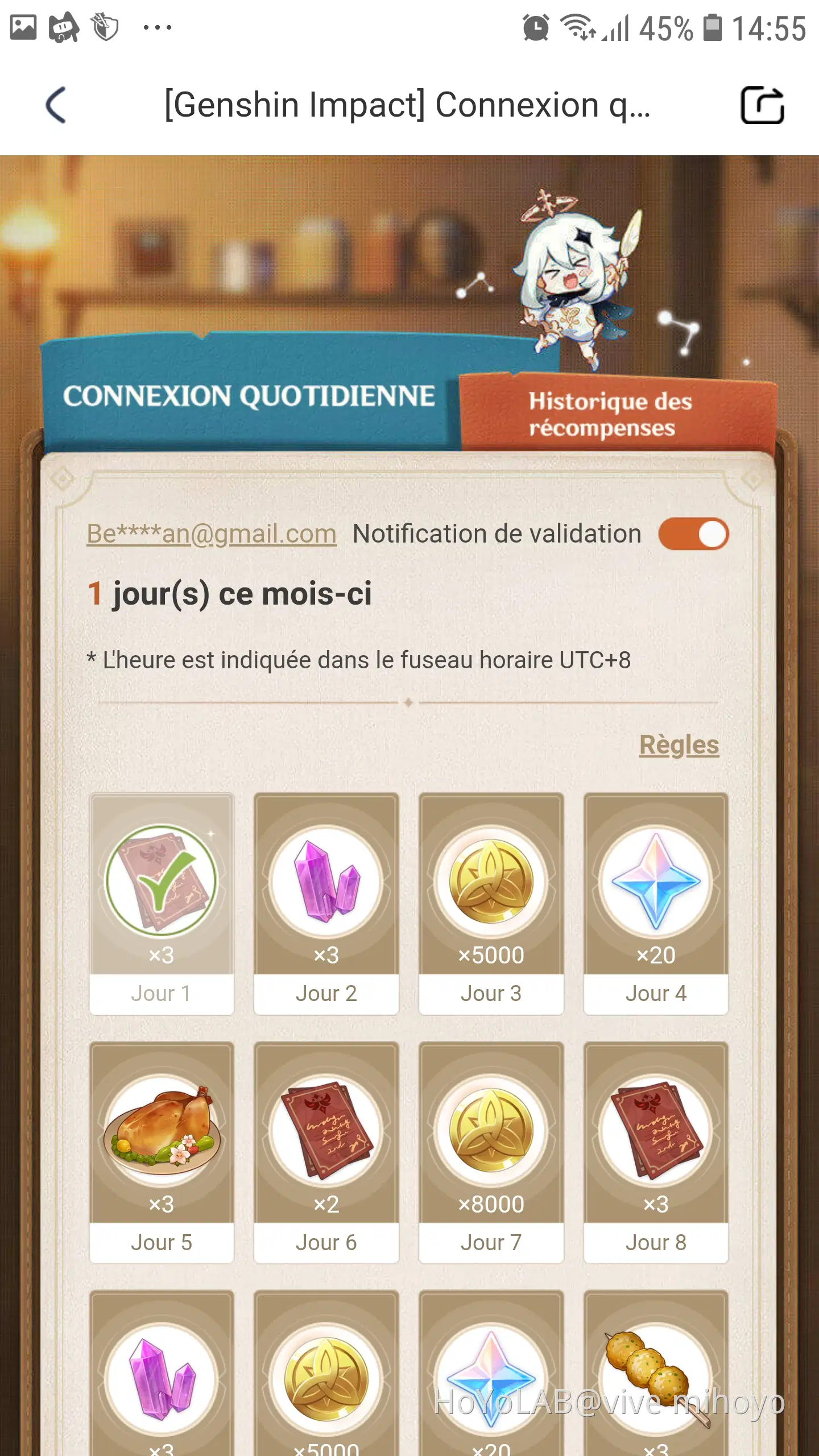 connexion quotidienne Genshin Impact HoYoLAB