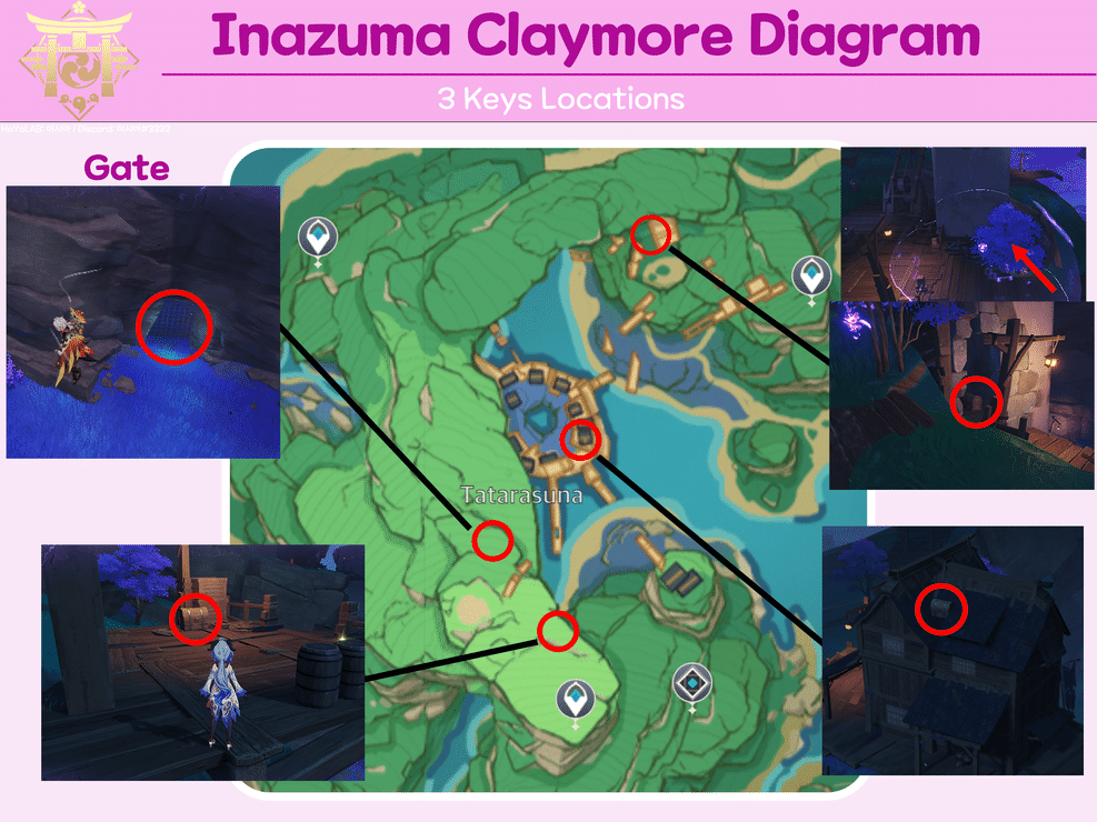 [Version 2.0] Inazuma 4* Claymore Diagram 3 Keys Locations Genshin