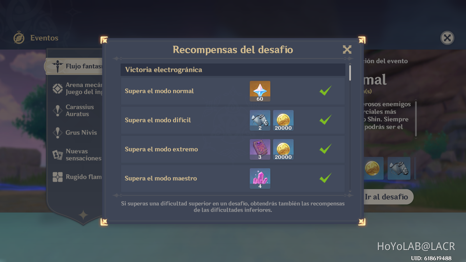 Desafíos muy fáciles Genshin Impact HoYoLAB