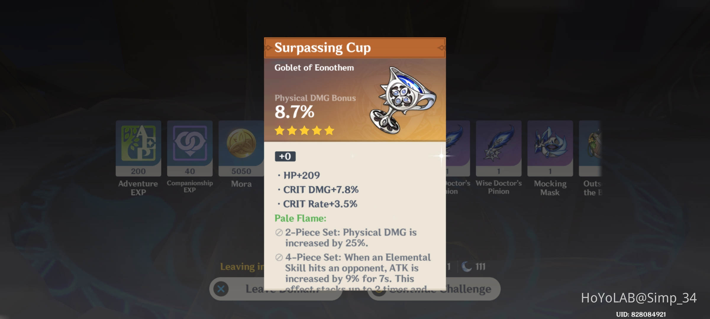 Physical Damage Bonus Goblet(Pale Flame) Genshin Impact HoYoLAB