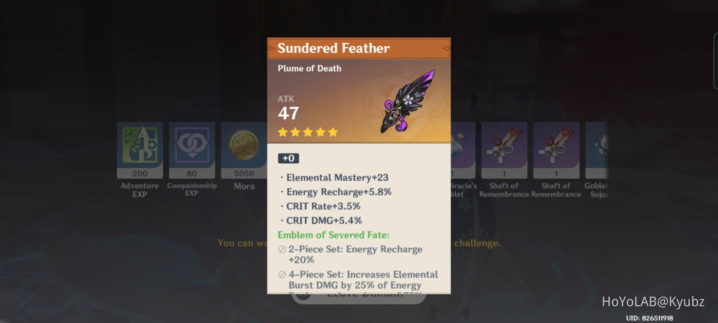 Baal artifacts Genshin Impact HoYoLAB