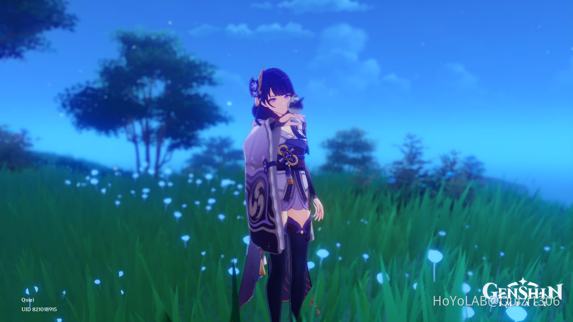 Ei with her pet Finch, given as a gift from Qiqi............ Genshin Impact HoYoLAB