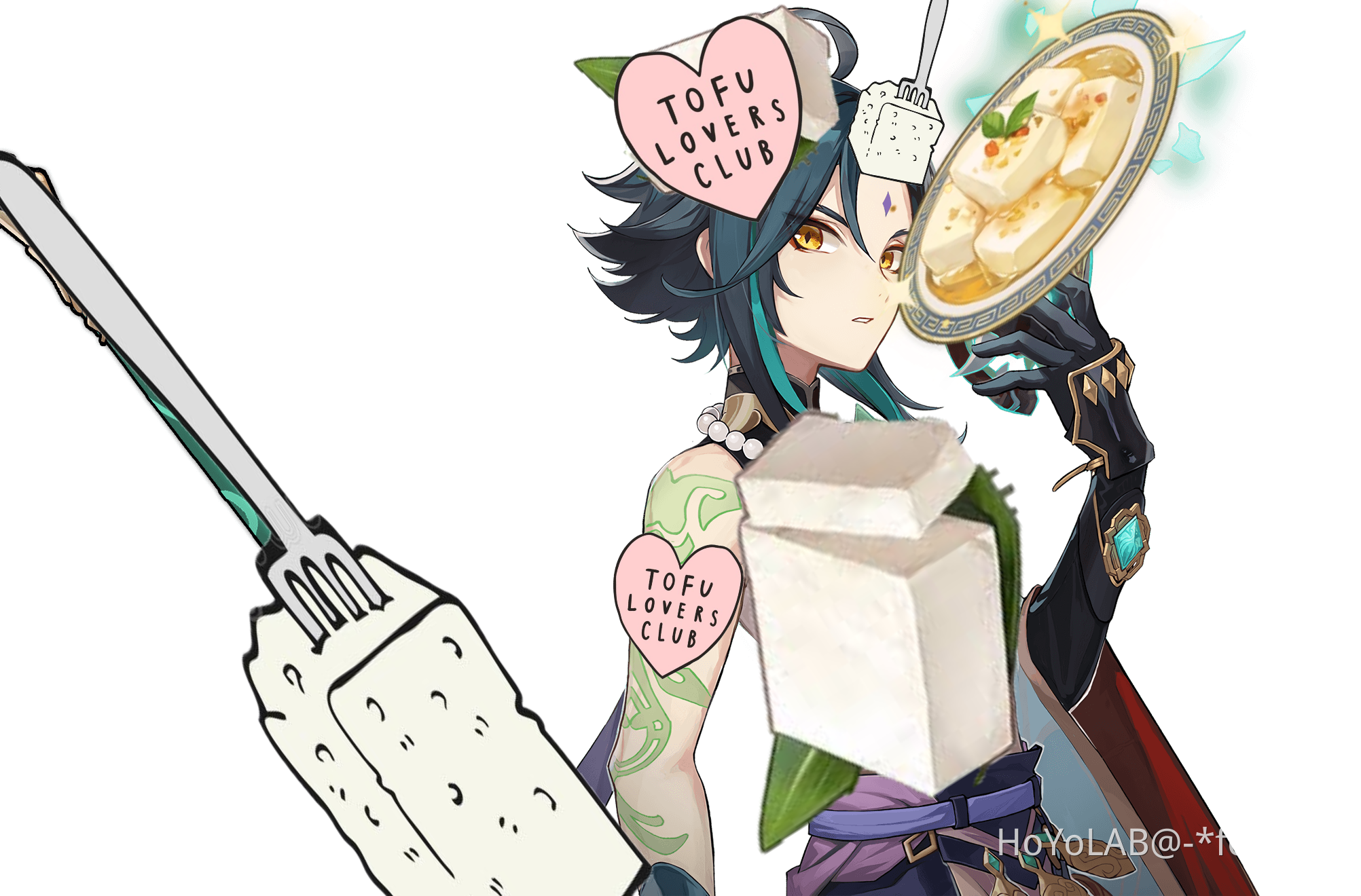 here is a cute xiao eating almond tofu Genshin Impact HoYoLAB