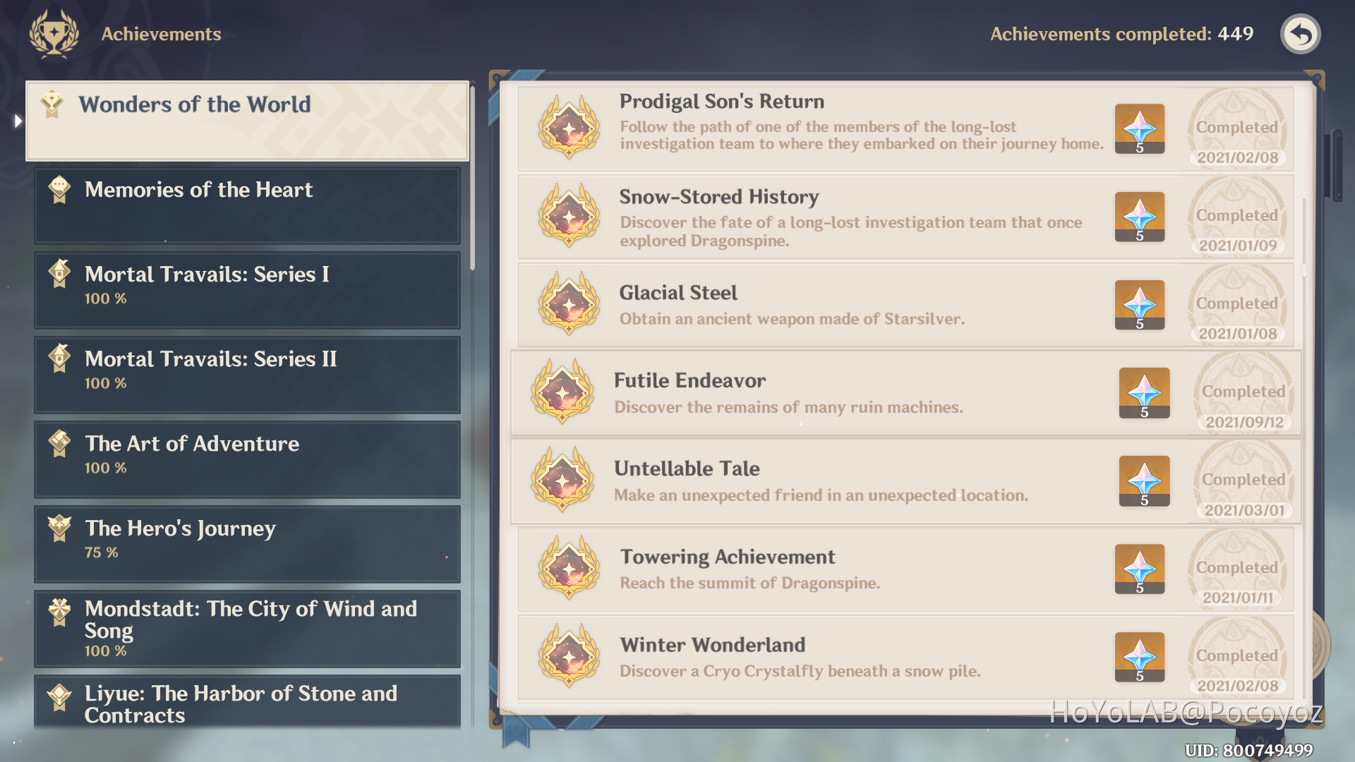 Futile Endeavor achievement Genshin Impact HoYoLAB