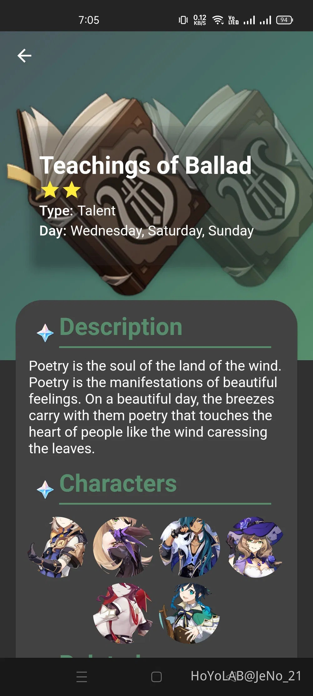 Wednesday Talent Materials Genshin Impact HoYoLAB