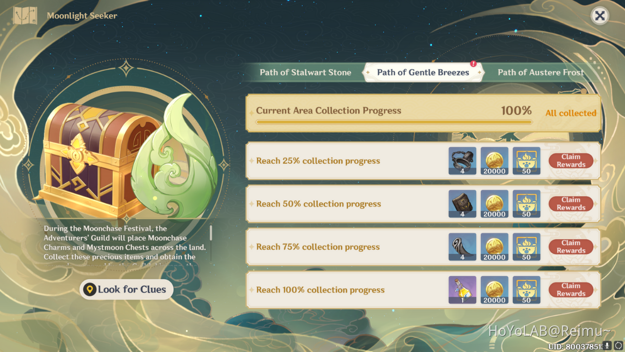 Path of Gentle Breezes All Moonchase Charms & Mystmoon Chest