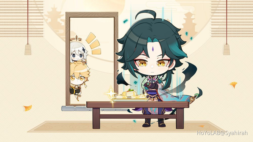 Xiao with almond tofu Genshin Impact HoYoLAB