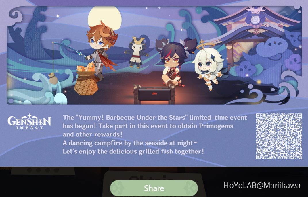 Genshin Impact Come grill some fish with Shiki Taishou, and earn