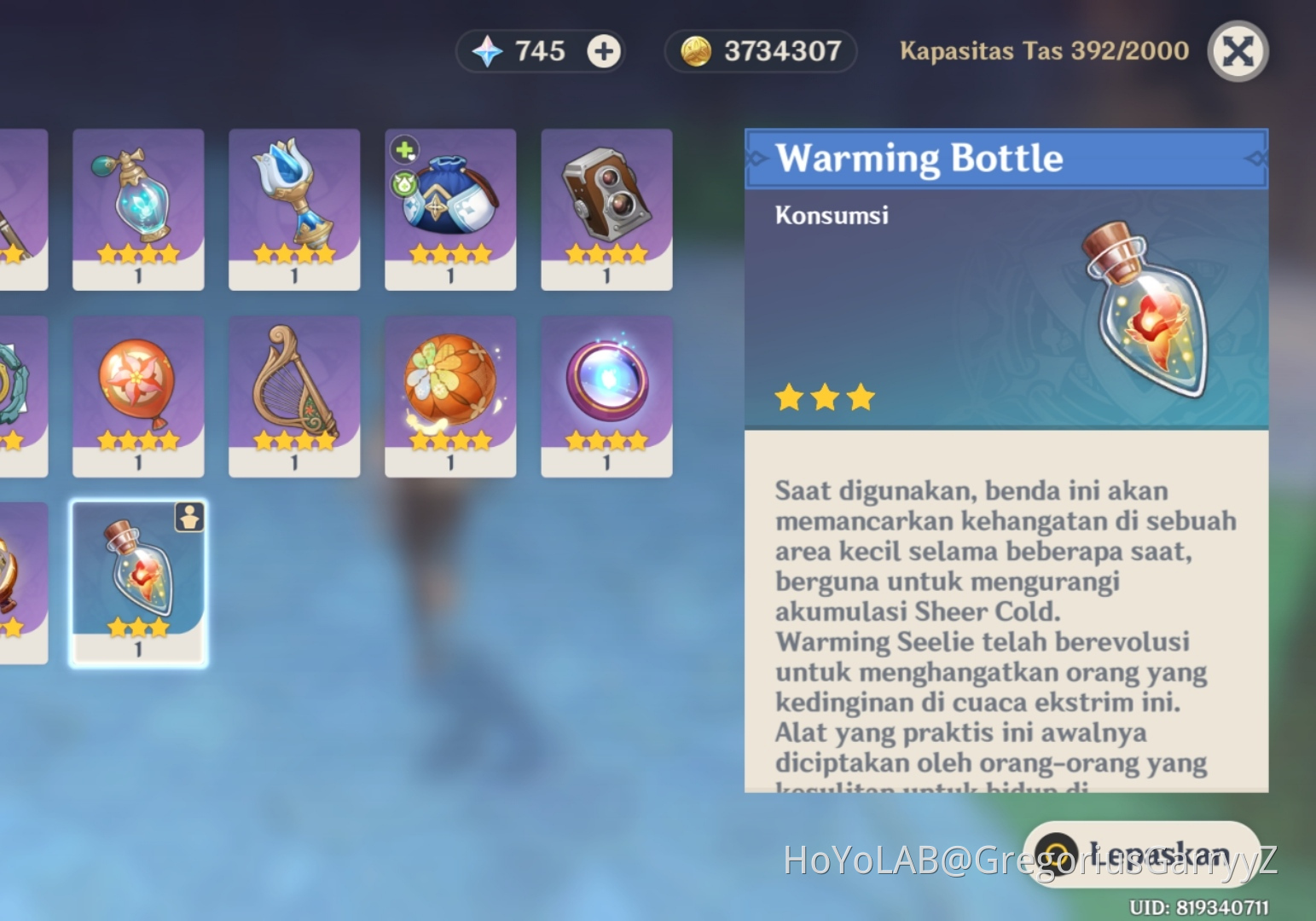 Warming Bottle Genshin Impact HoYoLAB