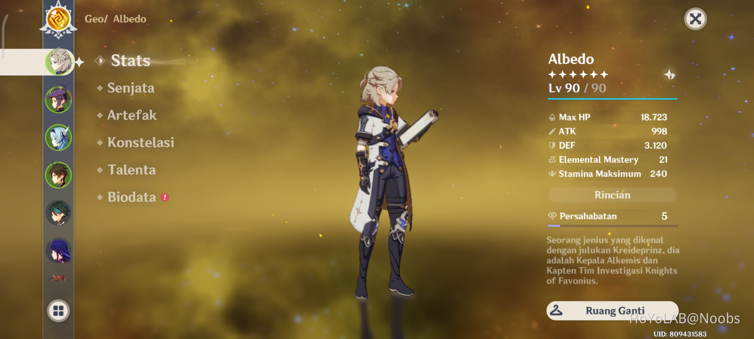 Albedo Lord of Def Genshin Impact HoYoLAB