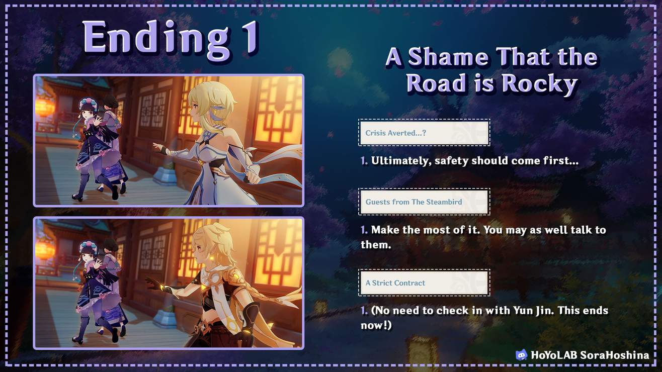 Version 2 4 Yun Jin Hangout Event All Endings Guide 90 Primogems 3 Secret Achievements Player Community