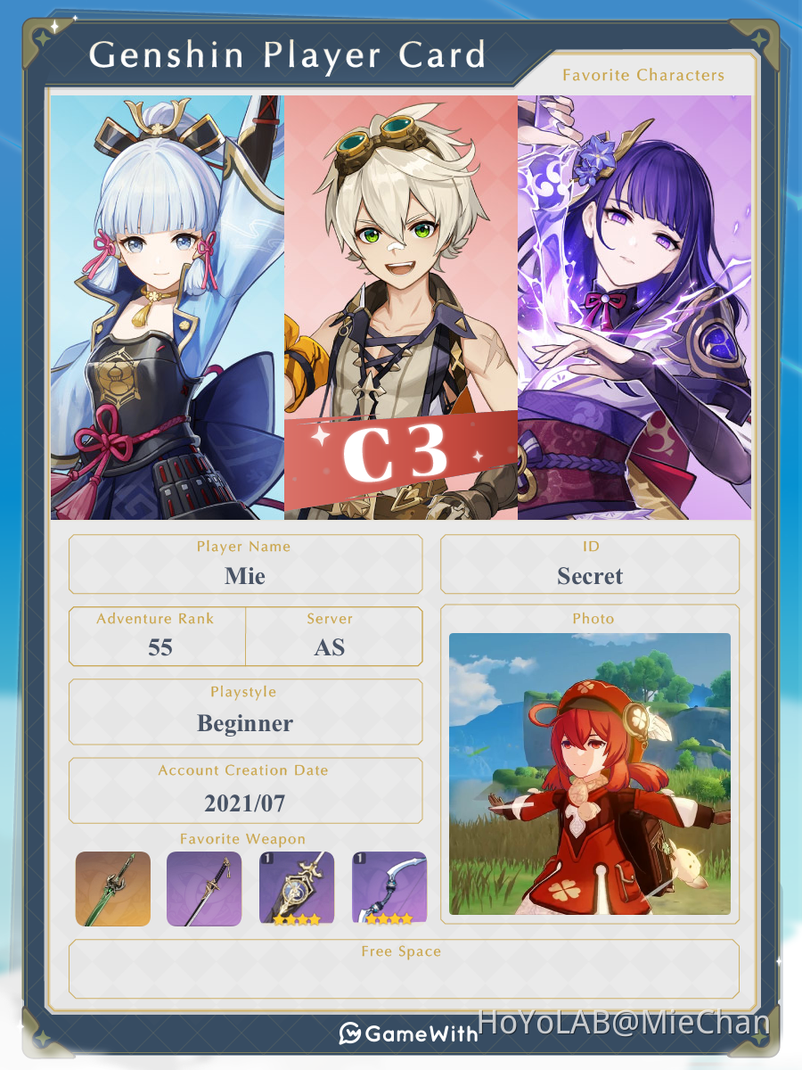 PlayerCard Genshin Impact HoYoLAB