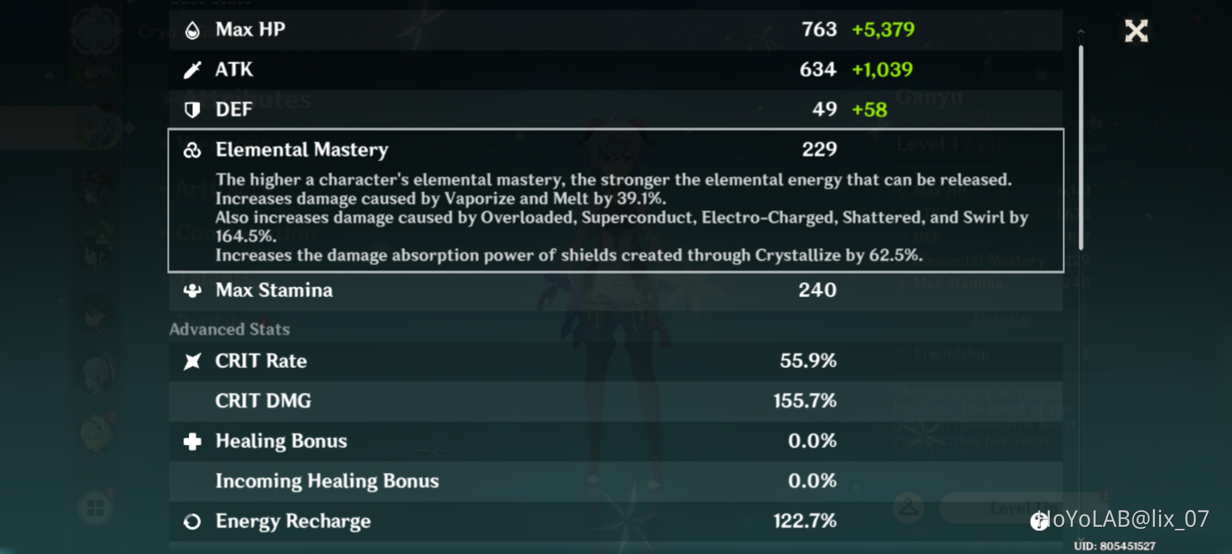 Ganyu CR/CD ratio okay? Genshin Impact HoYoLAB