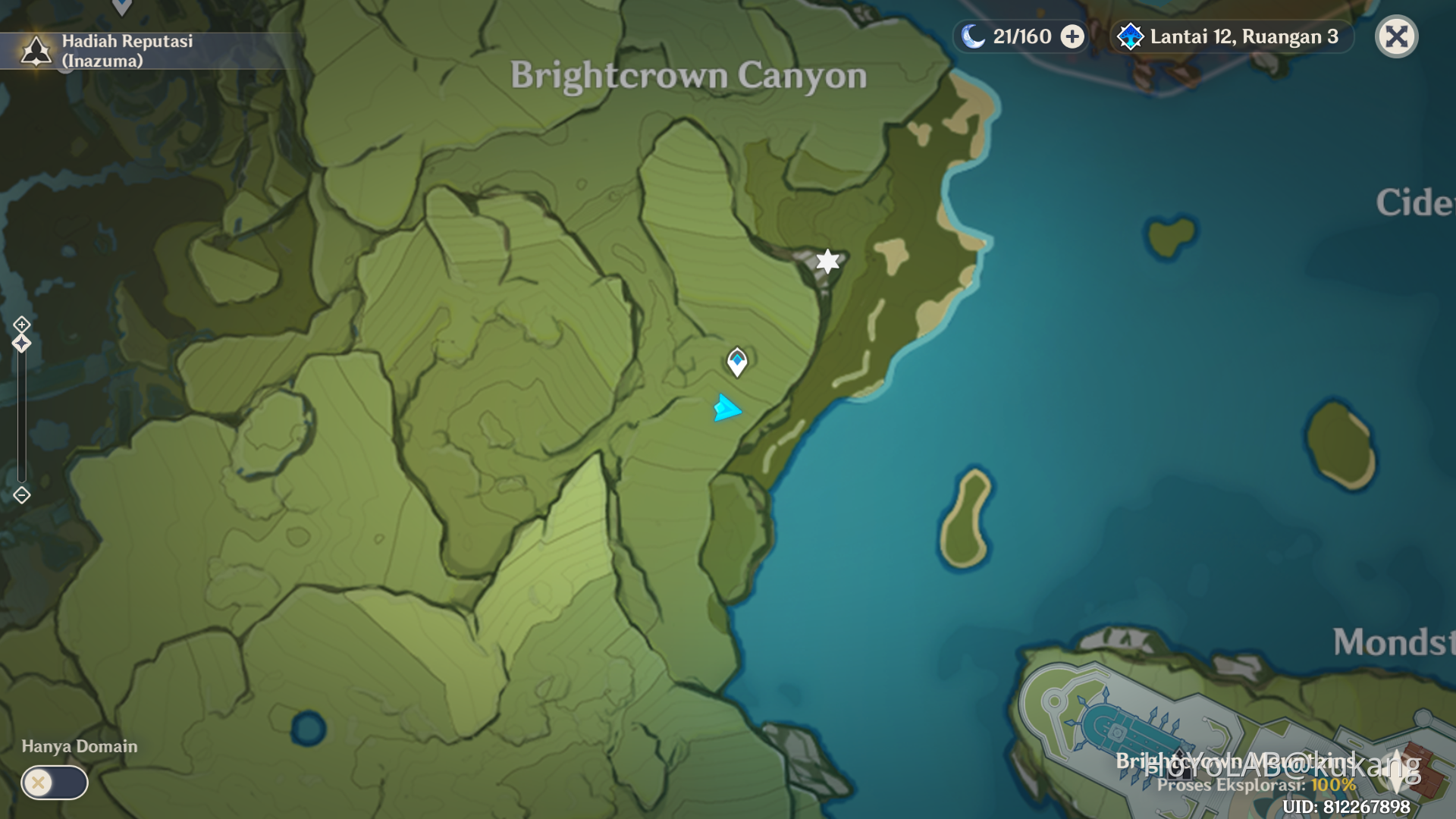 Hidden Exquisite Chest di selatan Brightcrown Canyon Teleport Waypoint