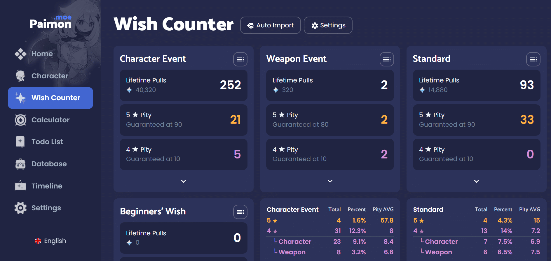 My Genshin Pity Check Genshin Impact HoYoLAB