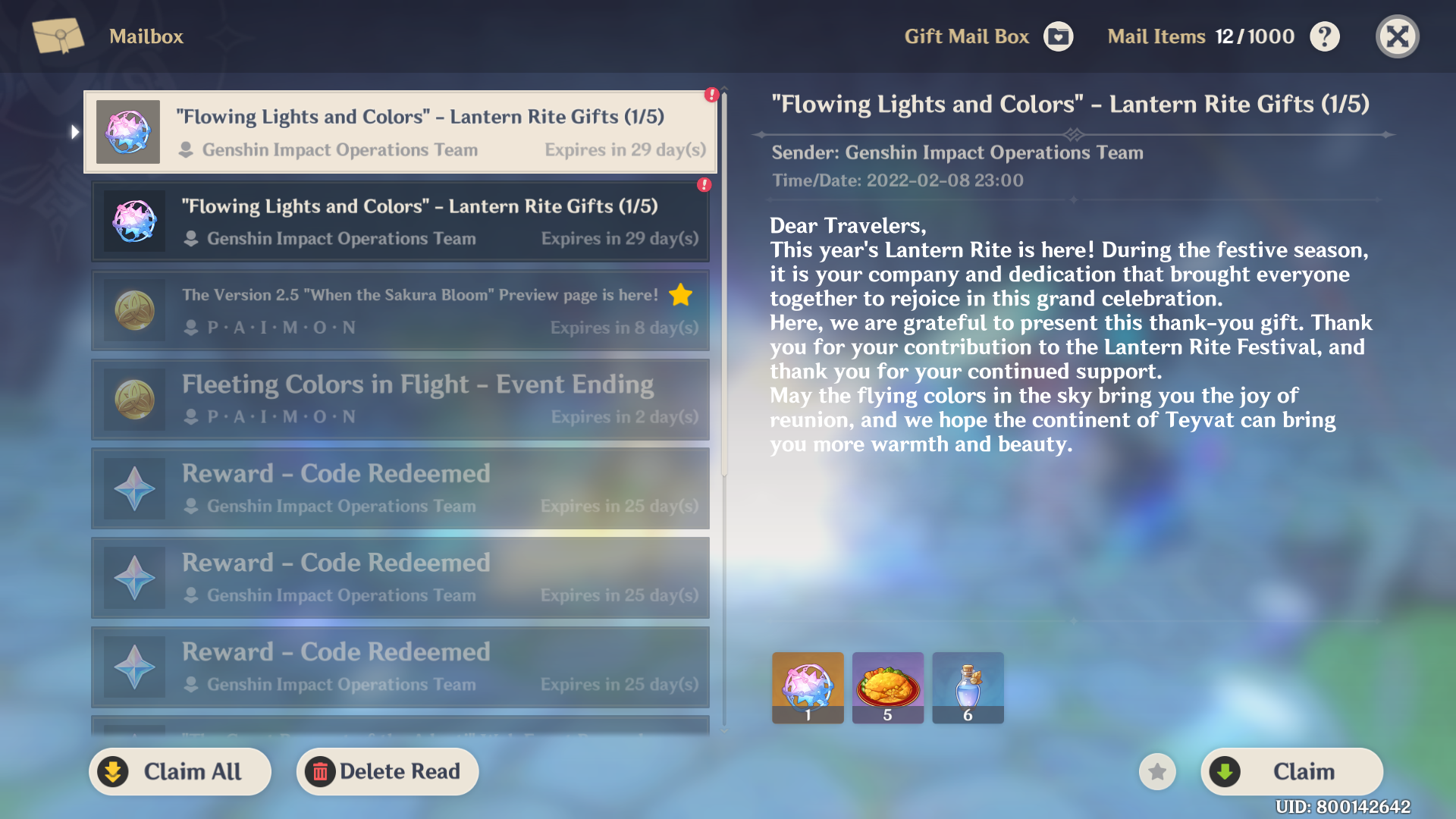 yooo check your mailbox Genshin Impact HoYoLAB