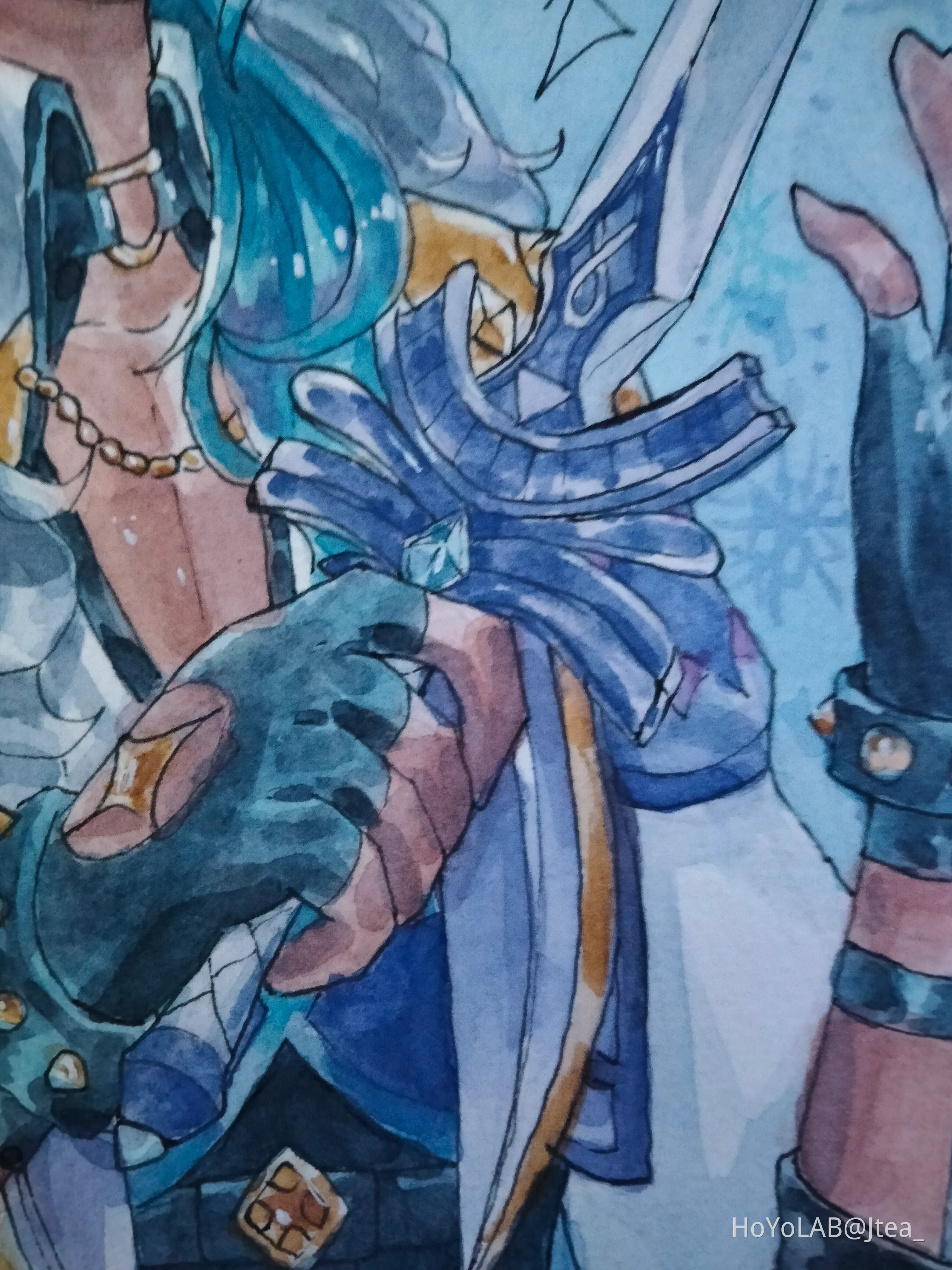 Kaeya watercolour painting Genshin Impact HoYoLAB