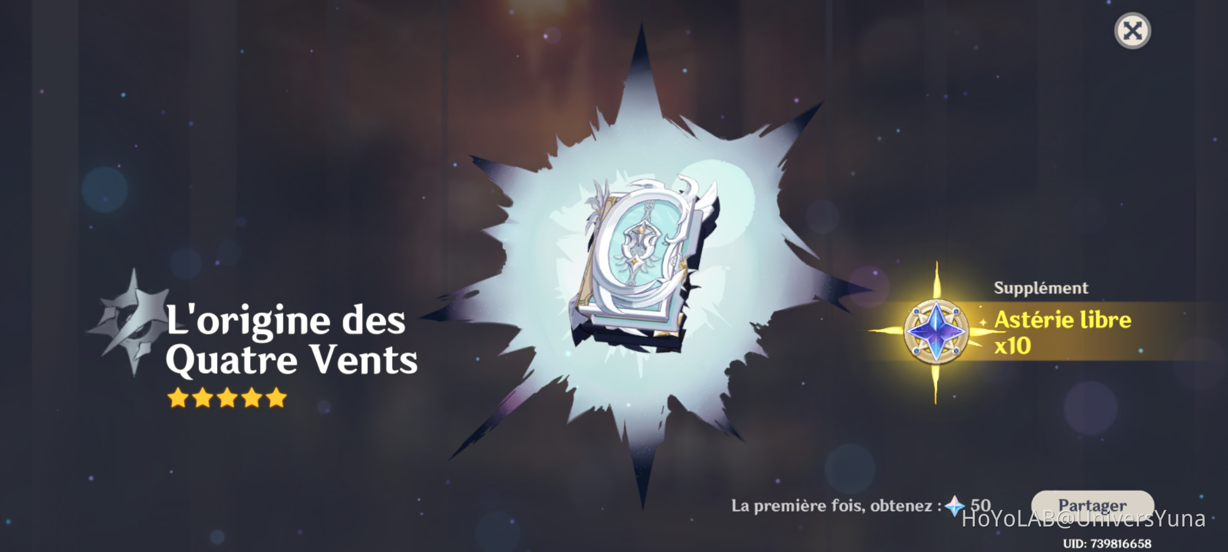 mon premier 5 étoiles sur la bannière permanente Genshin Impact HoYoLAB