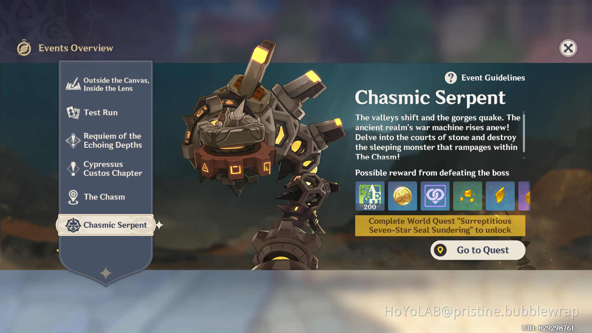Can't go to challenge Chasmic Serpent. Genshin Impact | HoYoLAB